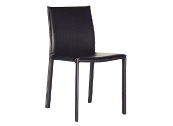 Baxton Studio Crawford Black Leather Dining Chair with Black Leather Legs (set of 2)